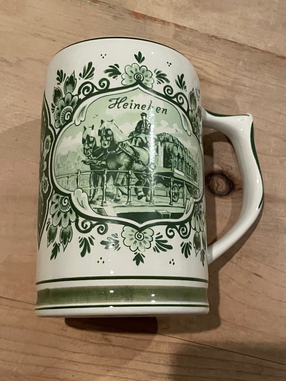 EUC VTG Holland Delft Green White Stein Mug Like New collector Handwork